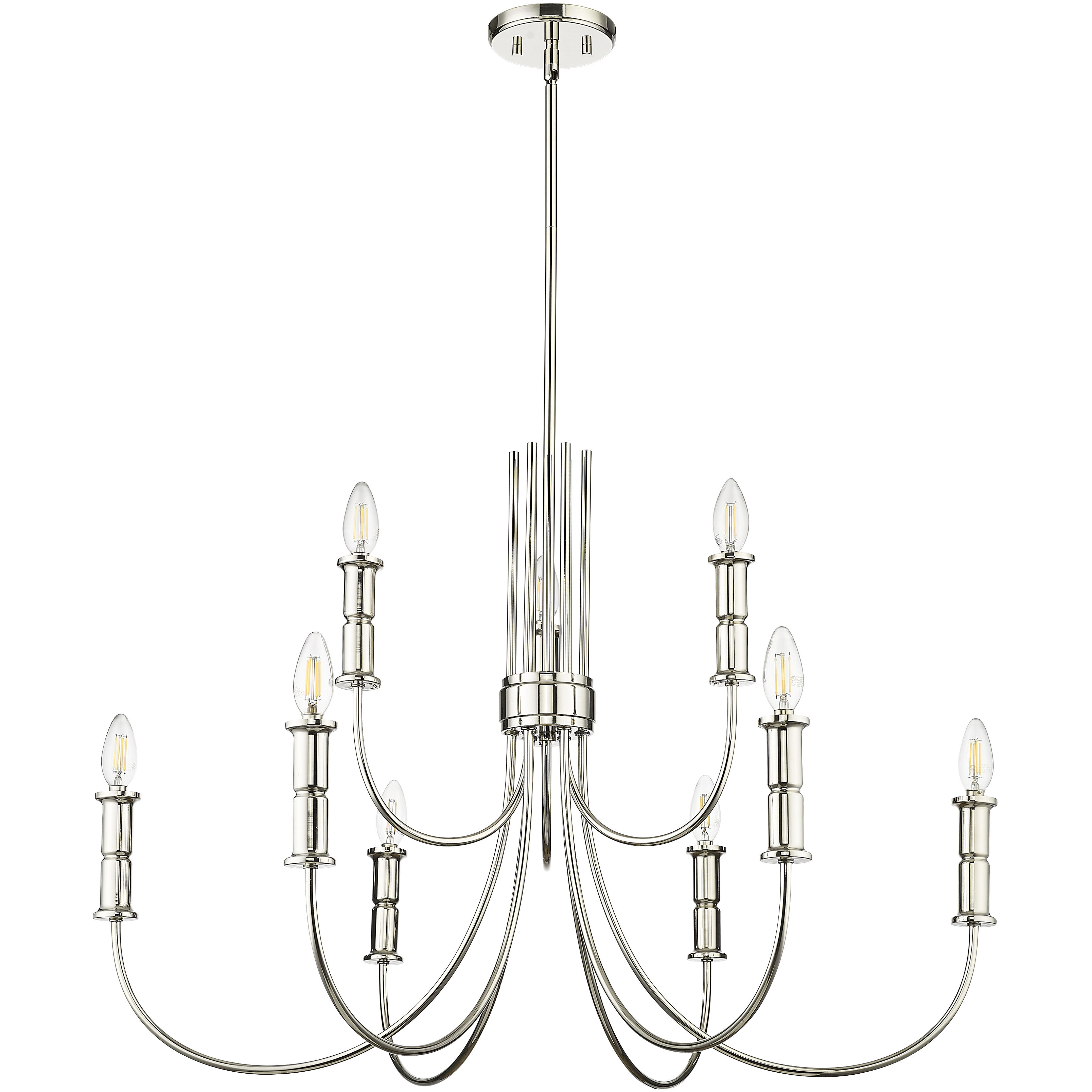 Potiss 9 Light 34 inch Polished Nickel Chandelier Ceiling Light